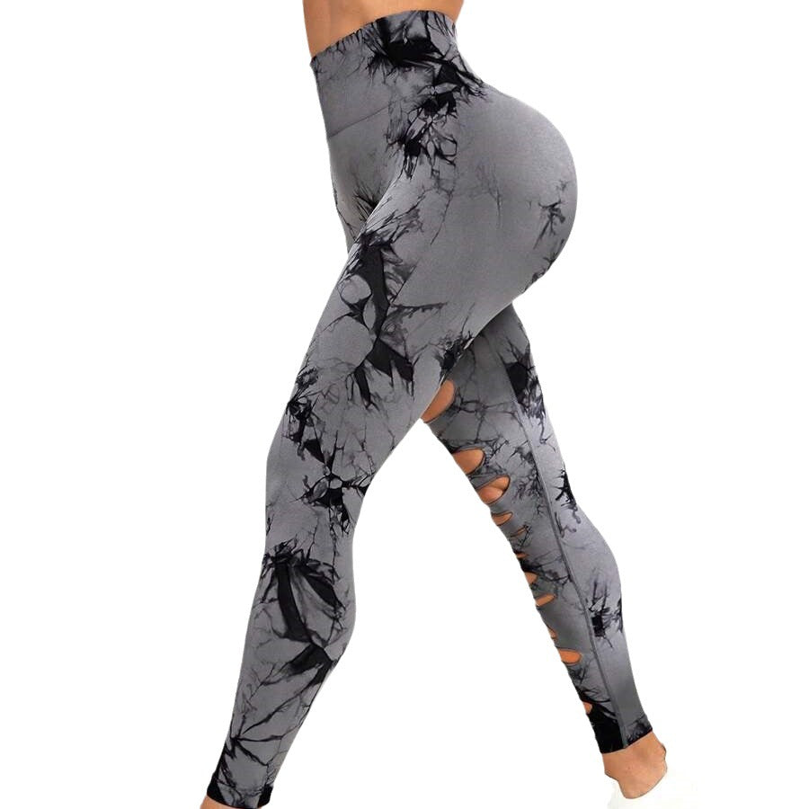 New Women's Elastic Tight Quick-drying Fitness Yoga Pants Sports Running Nine-point Trousers