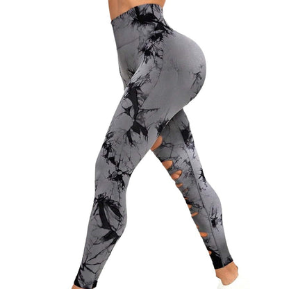 New Women's Elastic Tight Quick-drying Fitness Yoga Pants Sports Running Nine-point Trousers