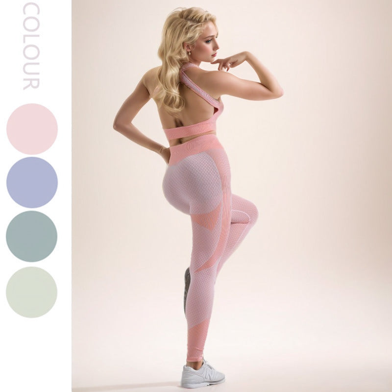 Yoga Suit Summer Popular Three-piece Set Tight Fashion European and American Back Yoga Suit Vest Beautiful Back Sports Suit