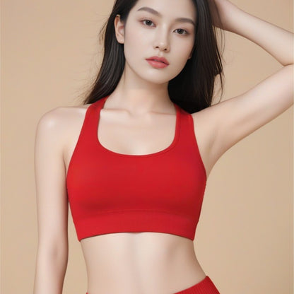 Sports Yoga Clothes Underwear Women's Fixed Chest Pad High Elastic Nude Yoga Bra Beautiful Back Shock Absorption Gathering Fitness Vest