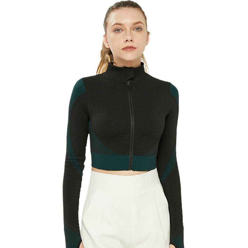 Spot New Yoga Jacket Summer Thin Slim-fit Short Open-button Sun Protection Cardigan Training Sports Fitness Jacket