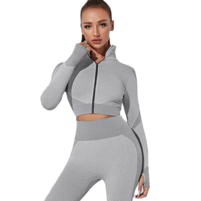 Hot-selling Yoga Clothes Running Suit Wholesale Summer Women's Tight Quick-drying Breathable Stand-up Collar Long-sleeved Sports Jacket