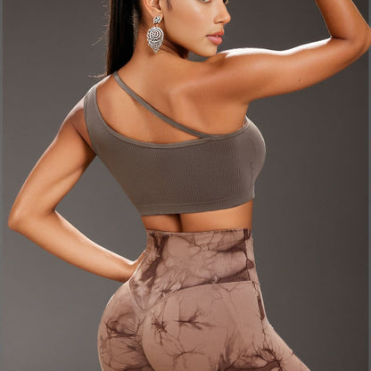 Sexy Yoga Sports Diagonal Suspender Bra Woman Beautiful Back High Intensity Shock-absorbing Underwear Yoga