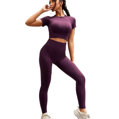 Popular Yoga Clothes Set Wholesale Seamless Tie-dye Yoga Clothes Set Lulu Same Fitness Running Short Sleeves