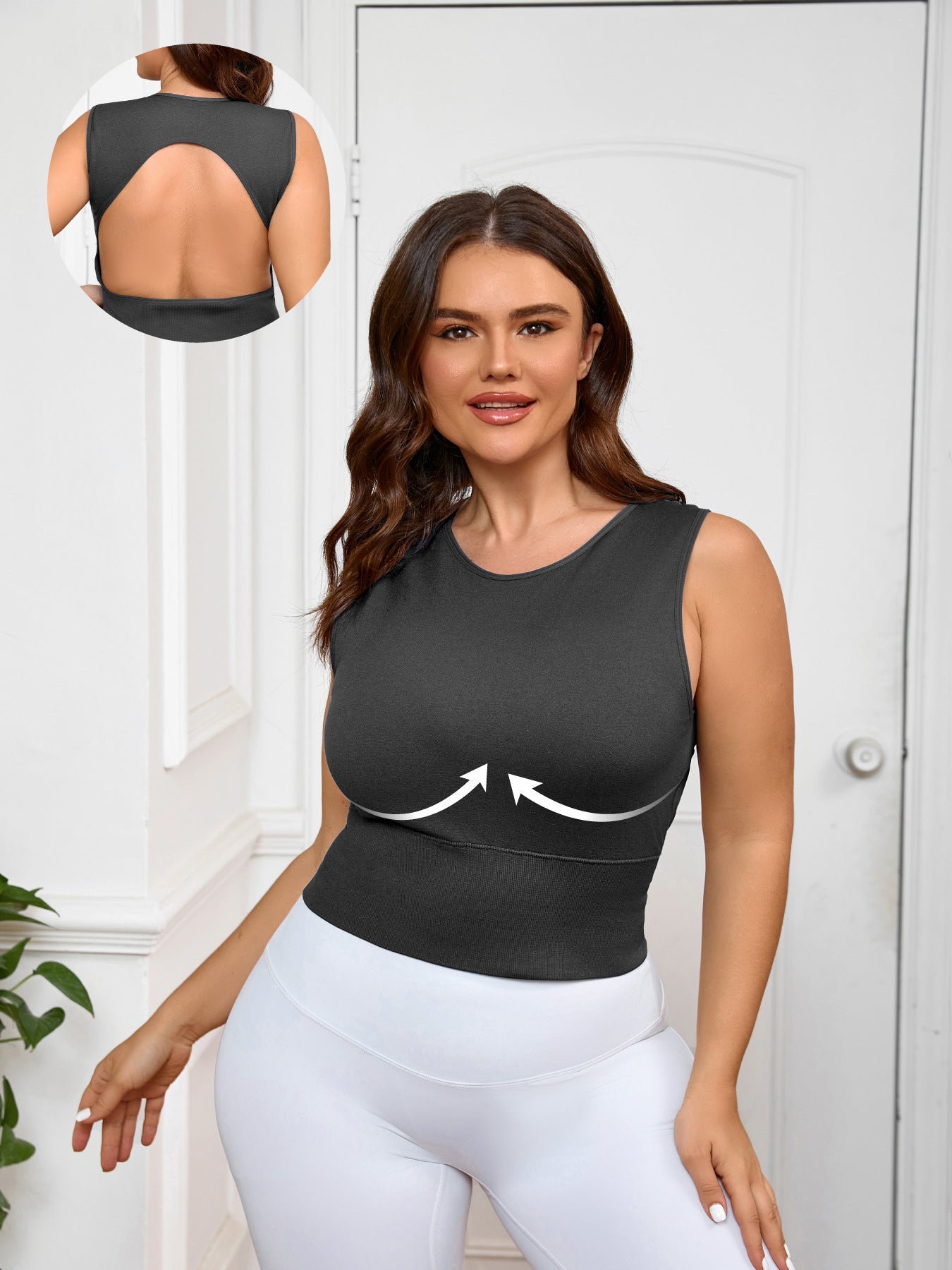 Large Size Yoga Vest Fat Mm High Strength Women's One Cup Sports Vest Large Size Yoga Top Female Fat Sister