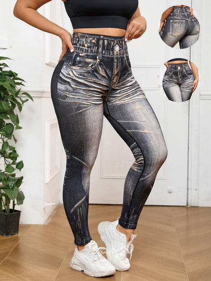 Summer Peach Buttocks Large Size Yoga Pants with Hip Line Tight High Waist Tie-dye Large Size Fitness Pants Quick-drying Outer Wear Women