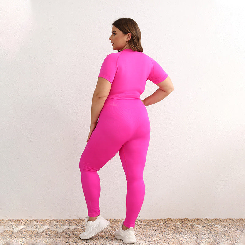 Large Size Yoga Suit, Fat Short-sleeved Pants, Summer Thin Women's 90kg Large Size Yoga Suit.