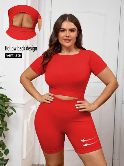 Large Size Yoga Suit Women's Quick-drying Summer High-strength Tight Suit Large Size Fitness Suit Women's Fat 100kg