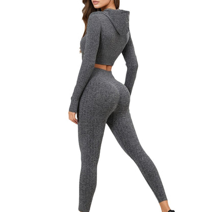 Morning Running Suit, Women's Running Suit, Yoga Suit, Long-sleeved Hat Suit, Women's Two-piece Suit, High-end Sports Fitness Suit.