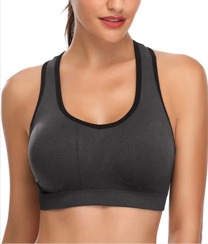 Sports Bra Women's Comfortable Non-wire Gathering Fitness Wear Running Yoga Bra Medium High Strength Shockproof Bra