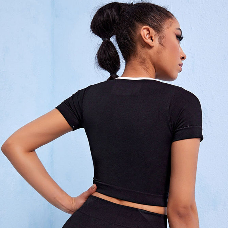 Yoga Clothes Women's Running Sports Professional Training Quick-drying Top Vest Summer New Fitness Short-sleeved Set