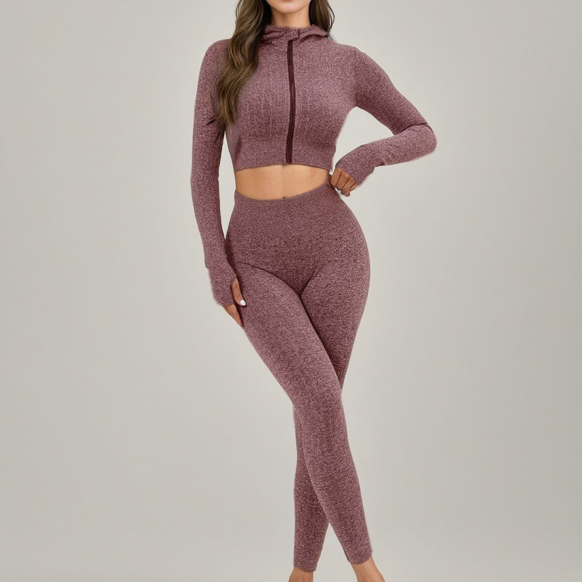 Morning Running Suit, Women's Running Suit, Yoga Suit, Long-sleeved Hat Suit, Women's Two-piece Suit, High-end Sports Fitness Suit.
