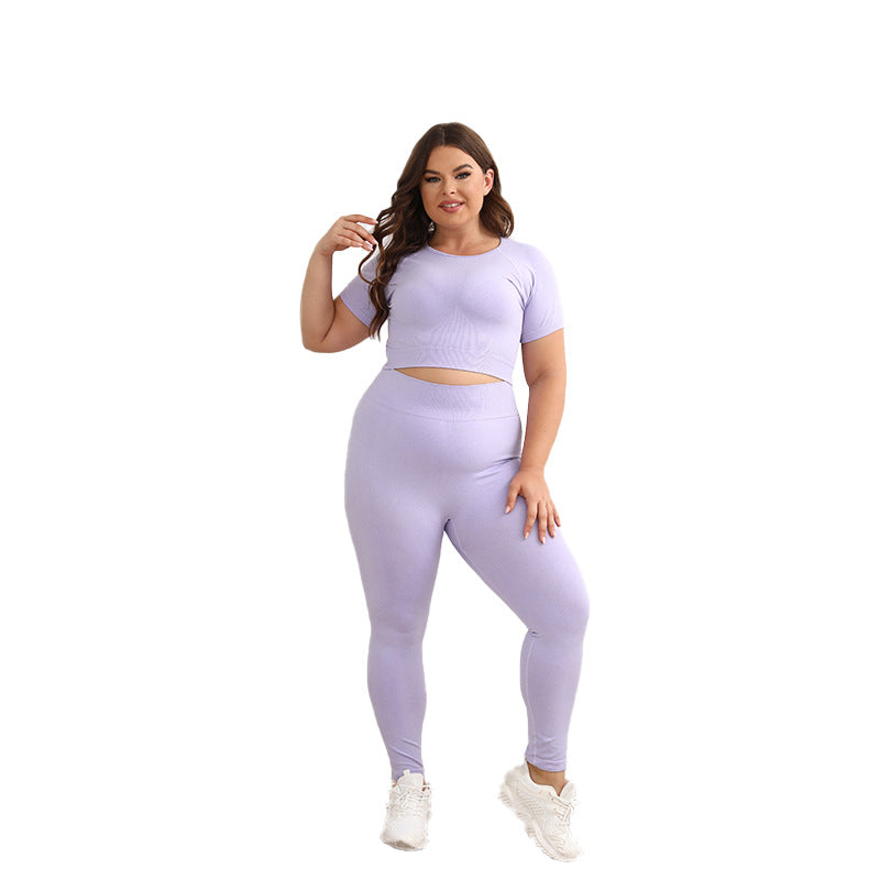 Summer Large Size Yoga Suit, Fat High-end Sports Suit, Women's Two-piece Set, Sports Yoga Suit, Large Size Women