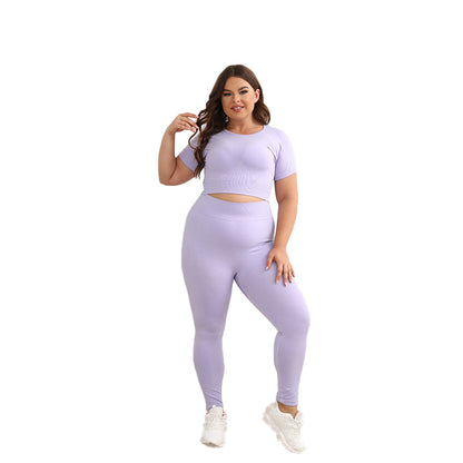 Summer Large Size Yoga Suit, Fat High-end Sports Suit, Women's Two-piece Set, Sports Yoga Suit, Large Size Women