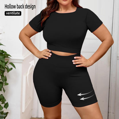Large Size Yoga Suit Women's Quick-drying Summer High-strength Tight Suit Large Size Fitness Suit Women's Fat 100kg