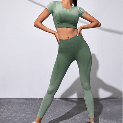 European and American Hanging and Dyeing Seamless Gradual Change Yoga Suit High-end Women's Tight Line Sports Suit Fitness Suit