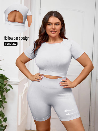 Large Size Yoga Suit Women's Quick-drying Summer High-strength Tight Suit Large Size Fitness Suit Women's Fat 100kg