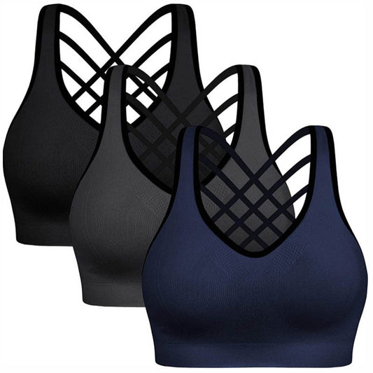 Sports Bra Women's Shock-proof Beautiful Back Fixed Cup Small Chest Not Empty Cup No Steel Ring Fitness Vest Women's Fitness Europe and The United States