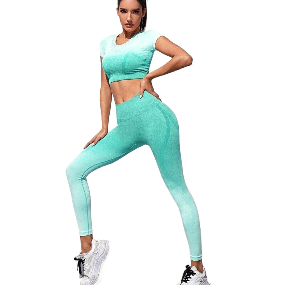 Sports Fitness Clothes Yoga Clothes Set Women's Two-piece Sportswear Tight Gradual Change Professional Yoga Clothes Set