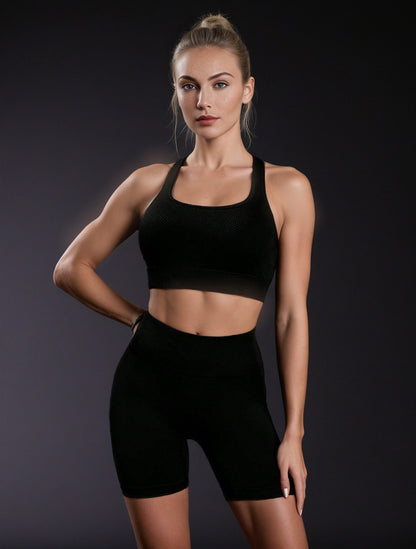 Yoga Suit, Black Vest Shorts, Women's Summer High-value Women's Sportswear, High-end Suit, Thin Body Sculpting