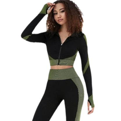 Hot-selling Yoga Clothes Running Suit Wholesale Summer Women's Tight Quick-drying Breathable Stand-up Collar Long-sleeved Sports Jacket