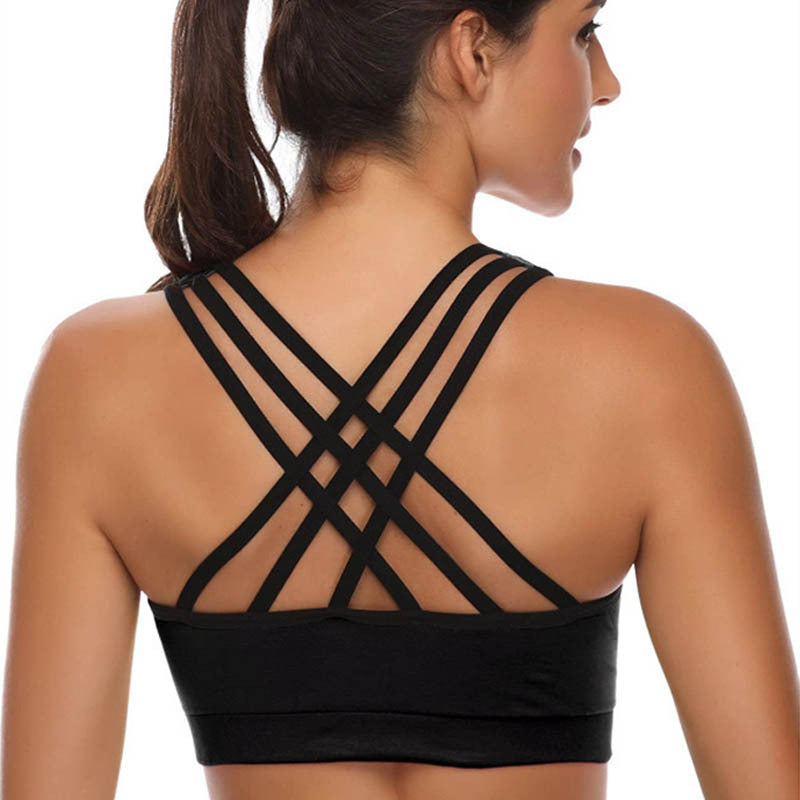 Sports Bra Women's Comfortable Non-wire Gathering Fitness Wear Running Yoga Bra Medium High Strength Shockproof Bra
