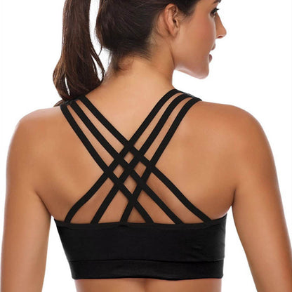 Sports Bra Women's Comfortable Non-wire Gathering Fitness Wear Running Yoga Bra Medium High Strength Shockproof Bra