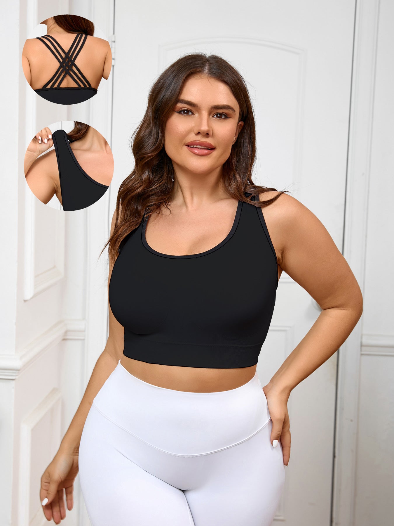 Large Size Fitness Underwear Women's High-intensity Beauty Back Fitness Bra Seamless Thin Sports Beauty Back Sling Fixed Cup Women