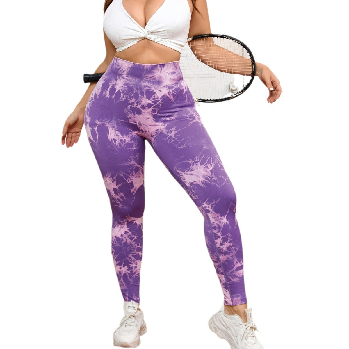 Summer Peach Buttocks Large Size Yoga Pants with Hip Line Tight High Waist Tie-dye Large Size Fitness Pants Quick-drying Outer Wear Women