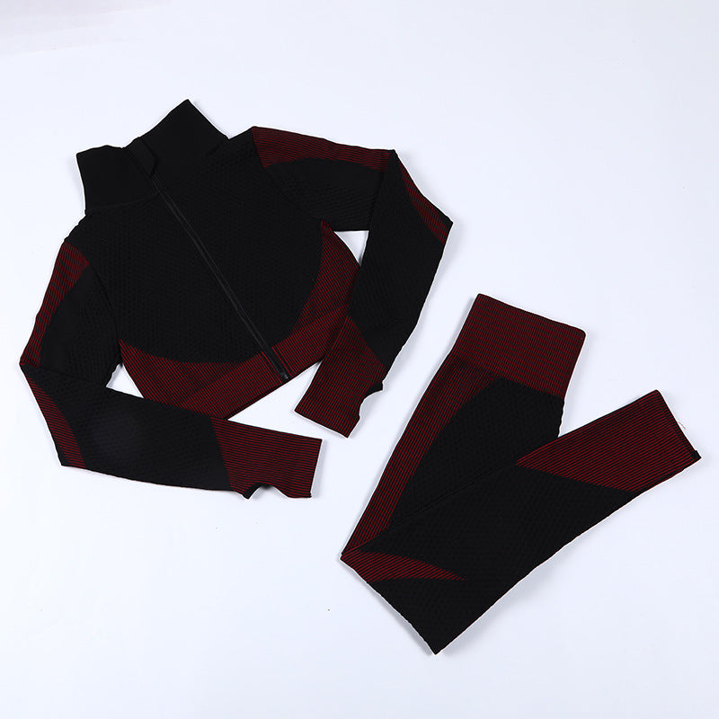 Yoga Suit Summer Popular Three-piece Set Tight Fashion European and American Back Yoga Suit Vest Beautiful Back Sports Suit