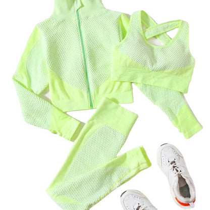 Yoga Suit Summer Popular Three-piece Set Tight Fashion European and American Back Yoga Suit Vest Beautiful Back Sports Suit