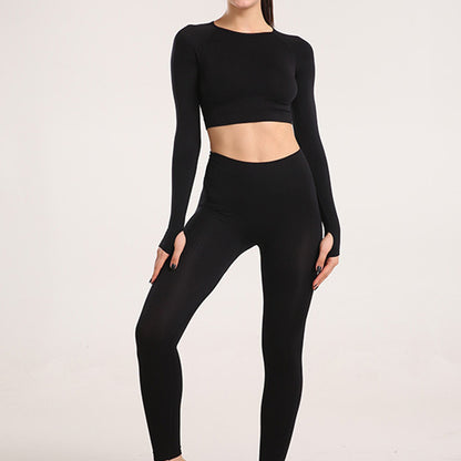 Europe and The United States Popular Sports Yoga Suit Women's Seamless Sportswear Suit Women's Two-piece Set Long-sleeved Sports Suit Summer