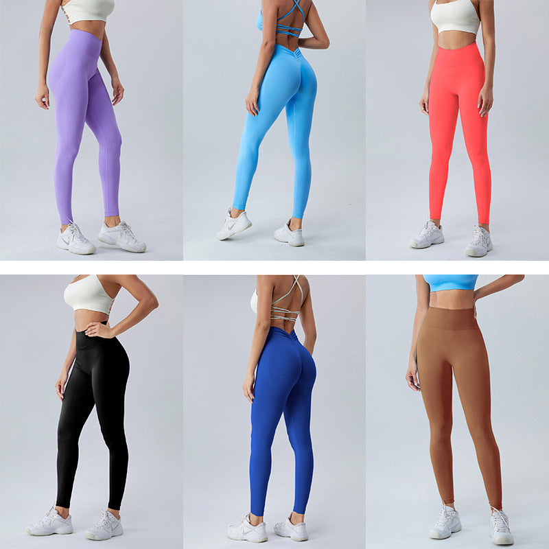 Naked Leggings, High Waist, Abdomen, Hip Lift, Tight Full-length Fitness Pants, European and American Body Sculpting Yoga Pants, Seamless