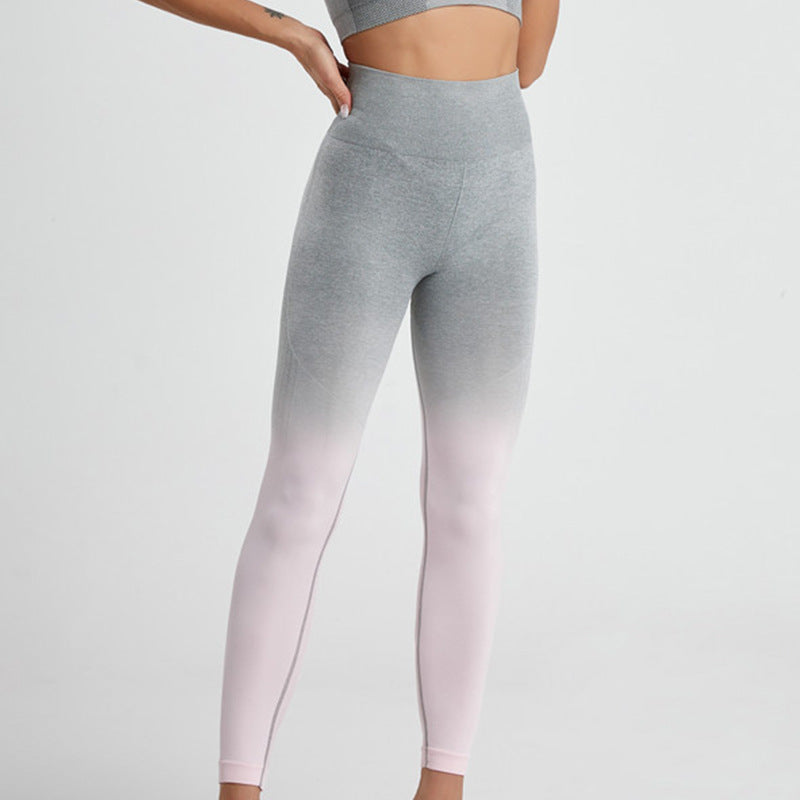 European and American Cross-border E-commerce Explosive Seamless Yoga Sports Vest Set Fitness Buttock Lift Gradient Gradient Yoga Set