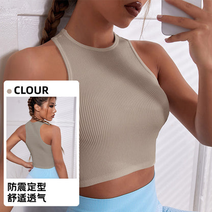 Sports Vest Women's Outer Wear Anti-sagging Fitness Yoga Vest Yoga Suit Women's Top Running Quick-drying I-shaped Vest