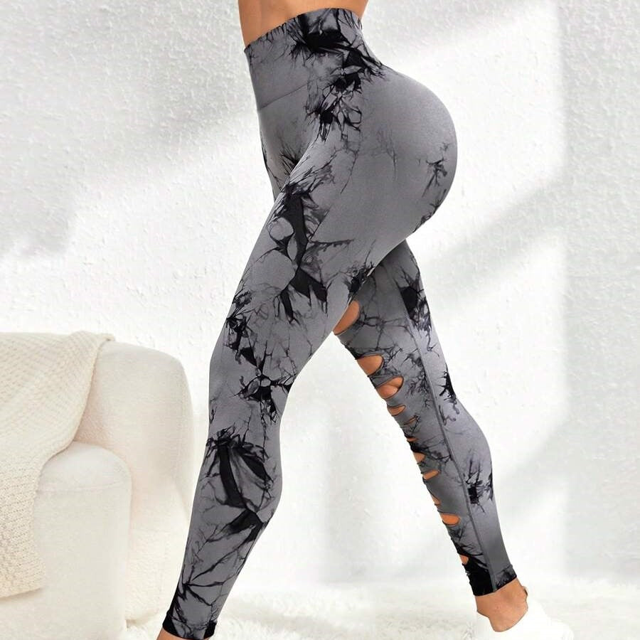 New Women's Elastic Tight Quick-drying Fitness Yoga Pants Sports Running Nine-point Trousers