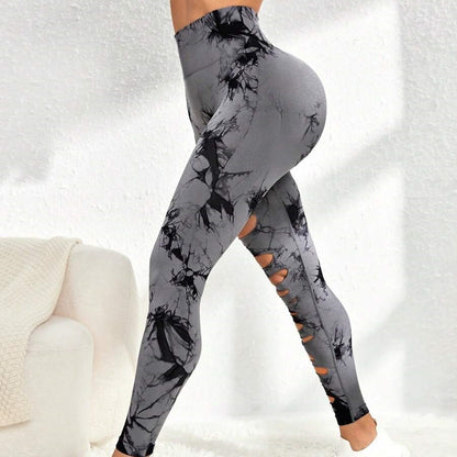 New Women's Elastic Tight Quick-drying Fitness Yoga Pants Sports Running Nine-point Trousers