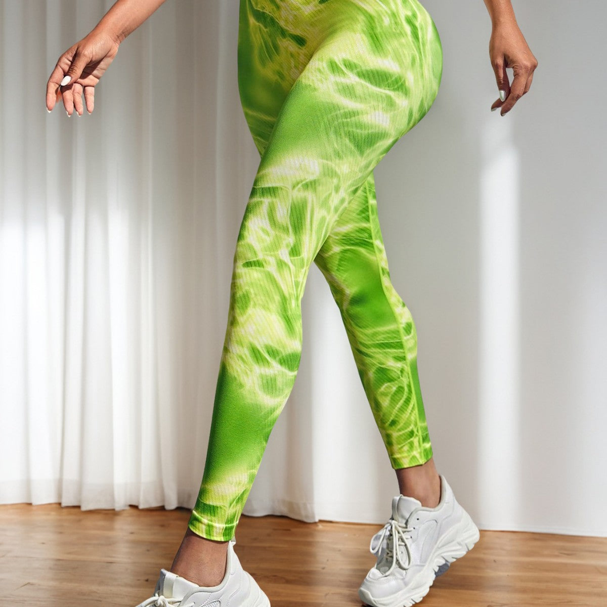 Seamless Peach Hip Yoga Pants Lift Hip Line Tight European and American Sports Fitness Leggings Tie-dye