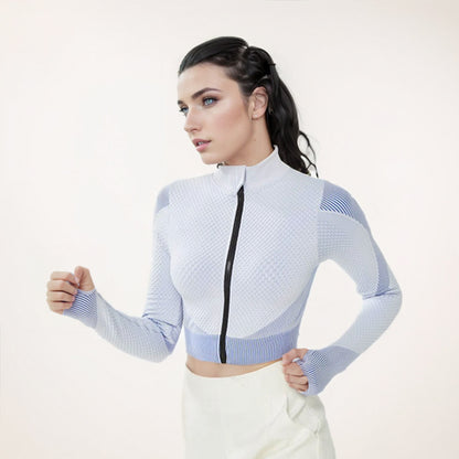 Spot New Yoga Jacket Summer Thin Slim-fit Short Open-button Sun Protection Cardigan Training Sports Fitness Jacket