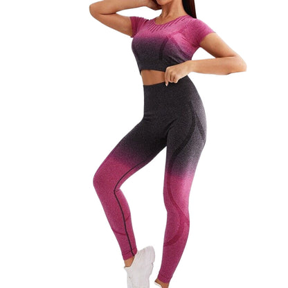 Sports Fitness Clothes Yoga Clothes Set Women's Two-piece Sportswear Tight Gradual Change Professional Yoga Clothes Set