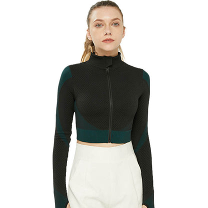 European and American INS High-quality Front Zipper New Yoga Clothes Top, Slim Elastic Tight Outdoor Sports Fitness Clothes