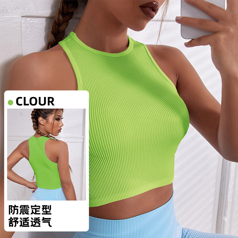 Sports Vest Women's Outer Wear Anti-sagging Fitness Yoga Vest Yoga Suit Women's Top Running Quick-drying I-shaped Vest