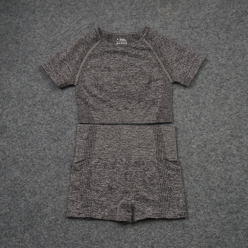 Explosive Yoga Suit Seamless High-waisted Running Hip Pants Suit Quick-drying Long-sleeved Sportswear Women's Suit