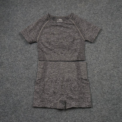 Explosive Yoga Suit Seamless High-waisted Running Hip Pants Suit Quick-drying Long-sleeved Sportswear Women's Suit