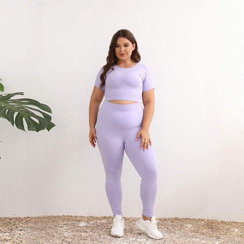 Summer Large Size Yoga Suit, Fat High-end Sports Suit, Women's Two-piece Set, Sports Yoga Suit, Large Size Women