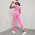 Popular European and American Hot-selling Seamless Sports Yoga Suit Women's Quick-drying Fitness Suit High Waist Hip Yoga Pants Suit