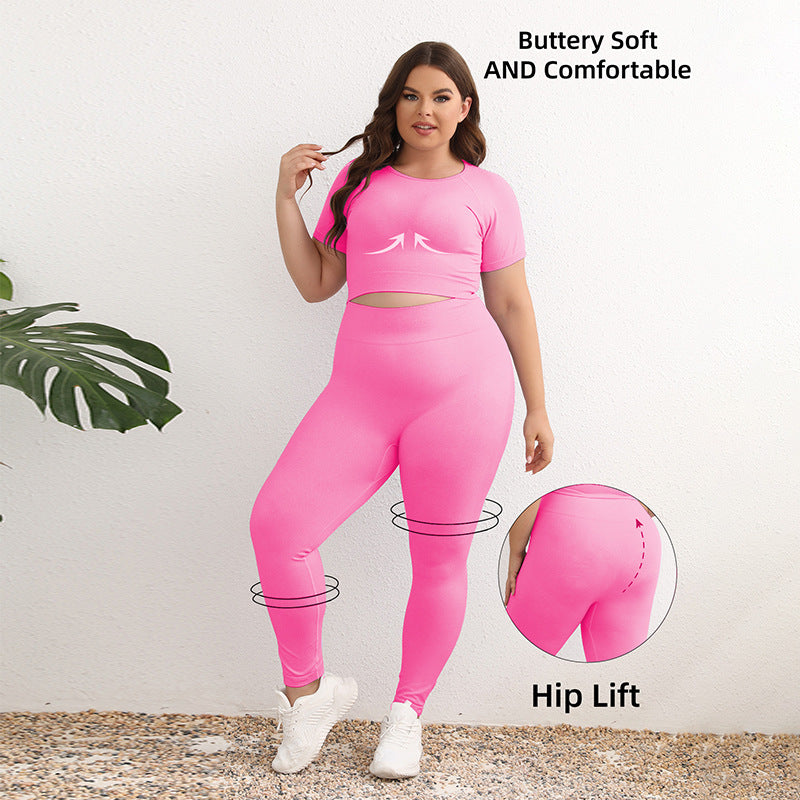 Summer Large Size Yoga Suit, Fat High-end Sports Suit, Women's Two-piece Set, Sports Yoga Suit, Large Size Women