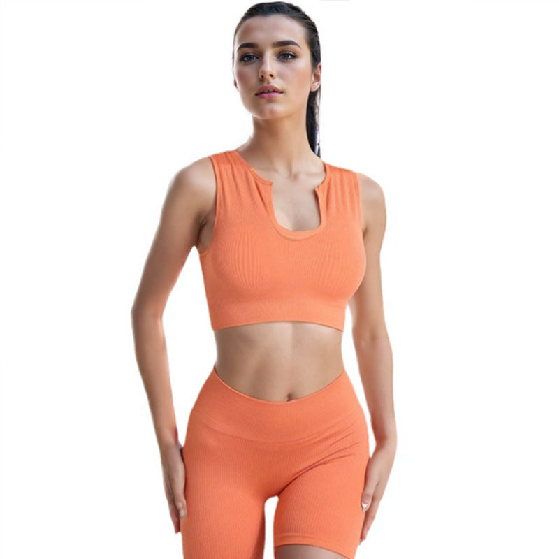 Custom Threaded U-shaped Beauty Back Sports Underwear, Running Shock Absorption Gathering Yoga Sports Bra Fitness Vest