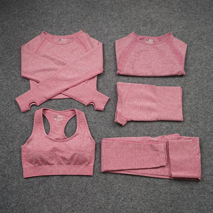 European and American Sexy Seamless Knitted Sports Yoga Outfit Set - Women's Quick-dry Compression High-end Fitness Apparel Set