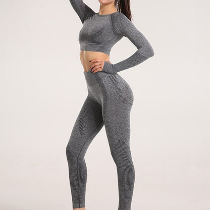 Europe and The United States Popular Sports Yoga Suit Women's Seamless Sportswear Suit Women's Two-piece Set Long-sleeved Sports Suit Summer